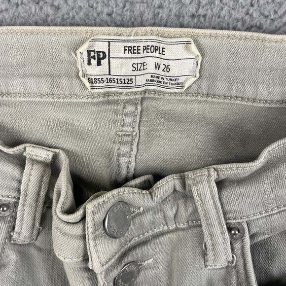 Free People Women's SZ. 26 Gray Cotton Elastane Button Fly Skinny Jeans - Picture 4 of 12